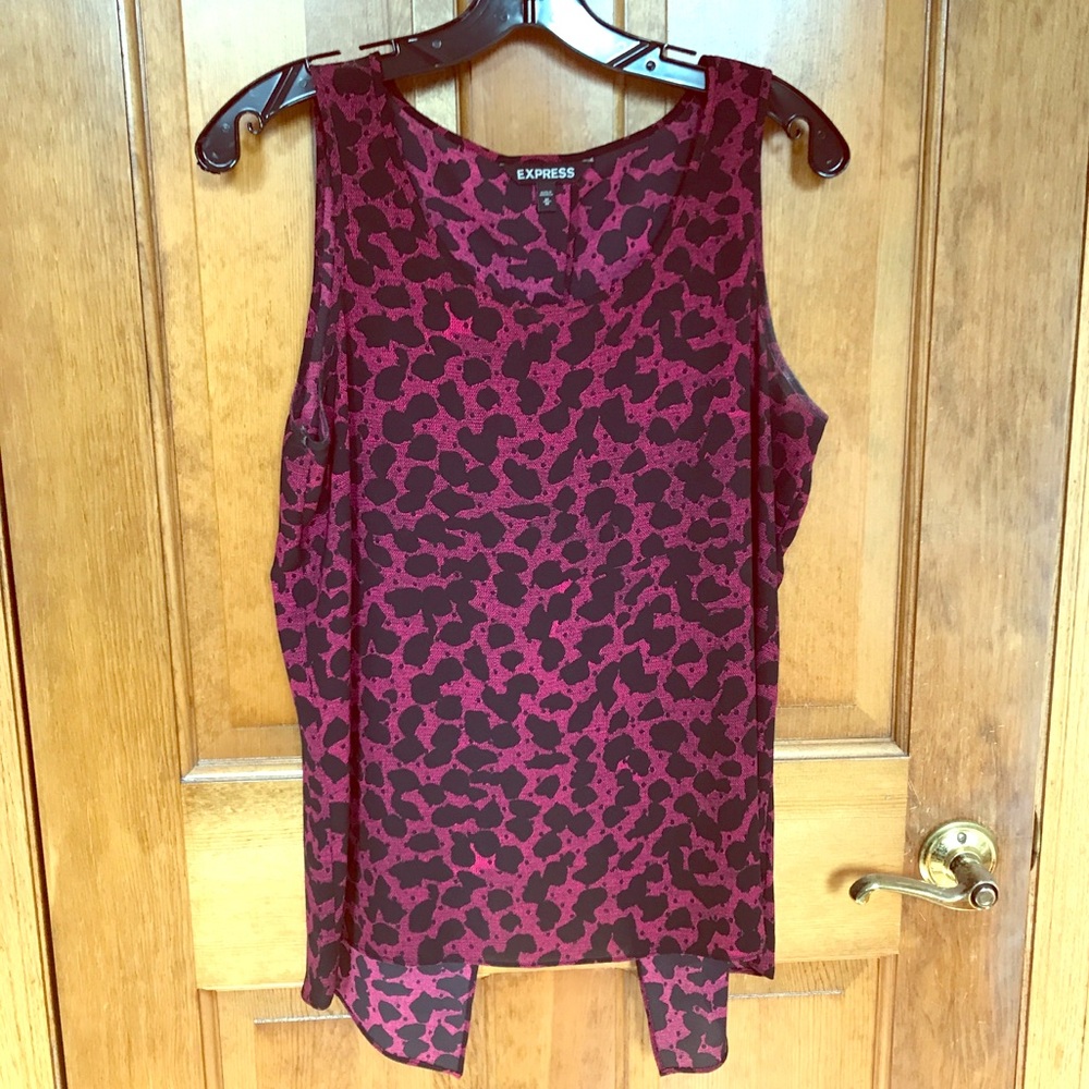 Express Purple Cheetah Print Split Back Tank - image 1